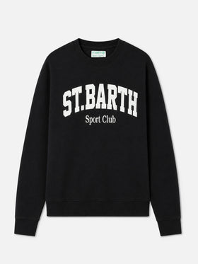 Felpa Soho in cotone nero con stampa St. Barth sport club