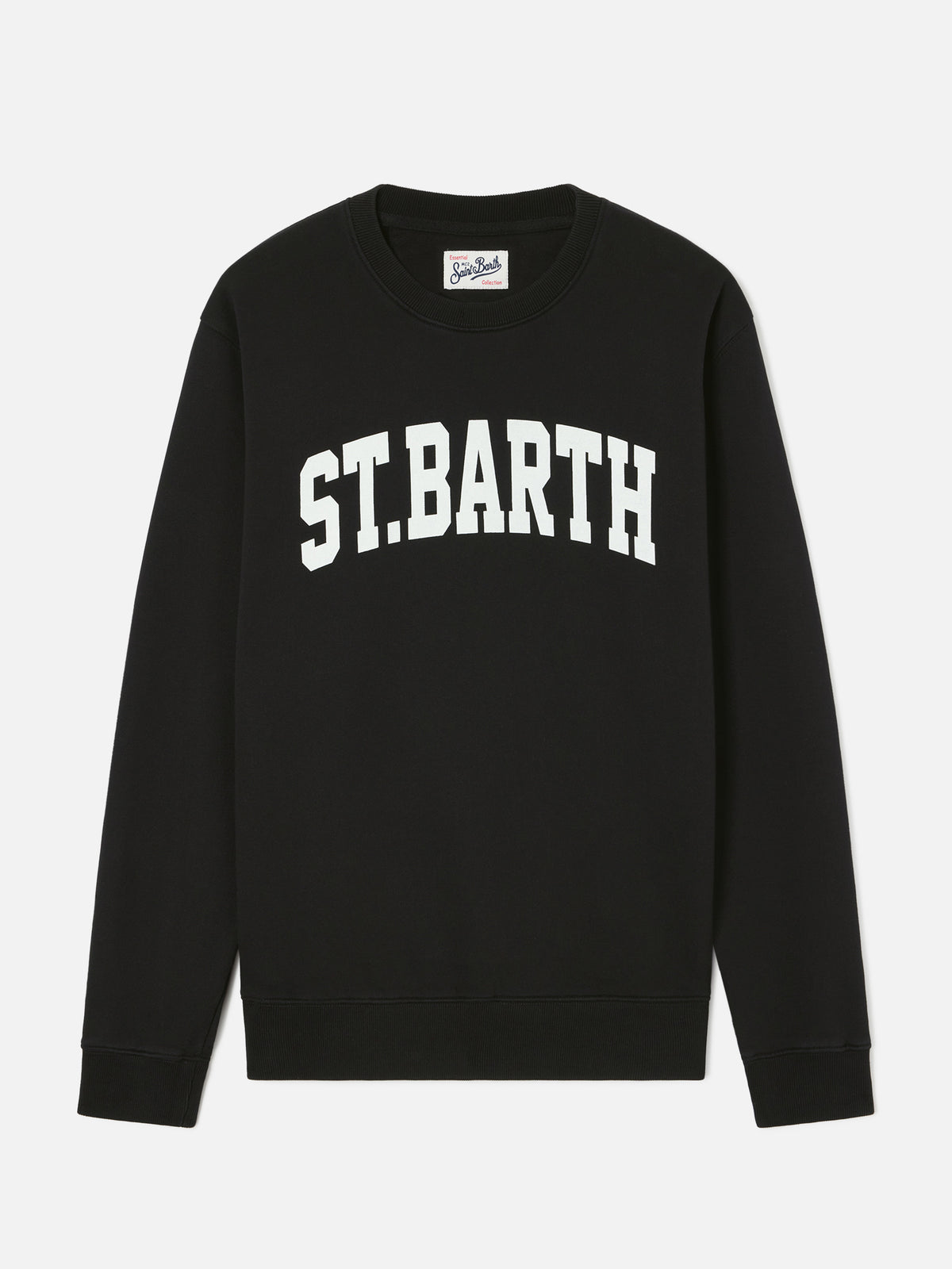 Felpa Soho nera in cotone con stampa St. Barth