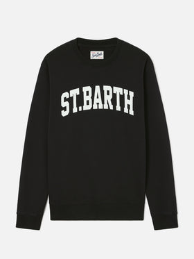 Felpa Soho nera in cotone con stampa St. Barth