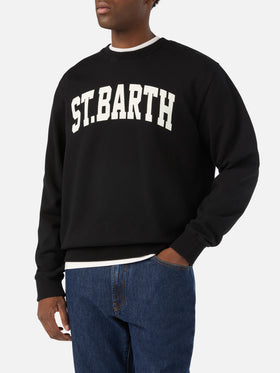 Felpa Soho nera in cotone con stampa St. Barth