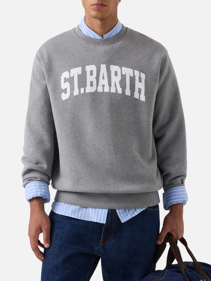 Sudadera de cuello redondo Soho en algodón gris con estampado St. Barth 