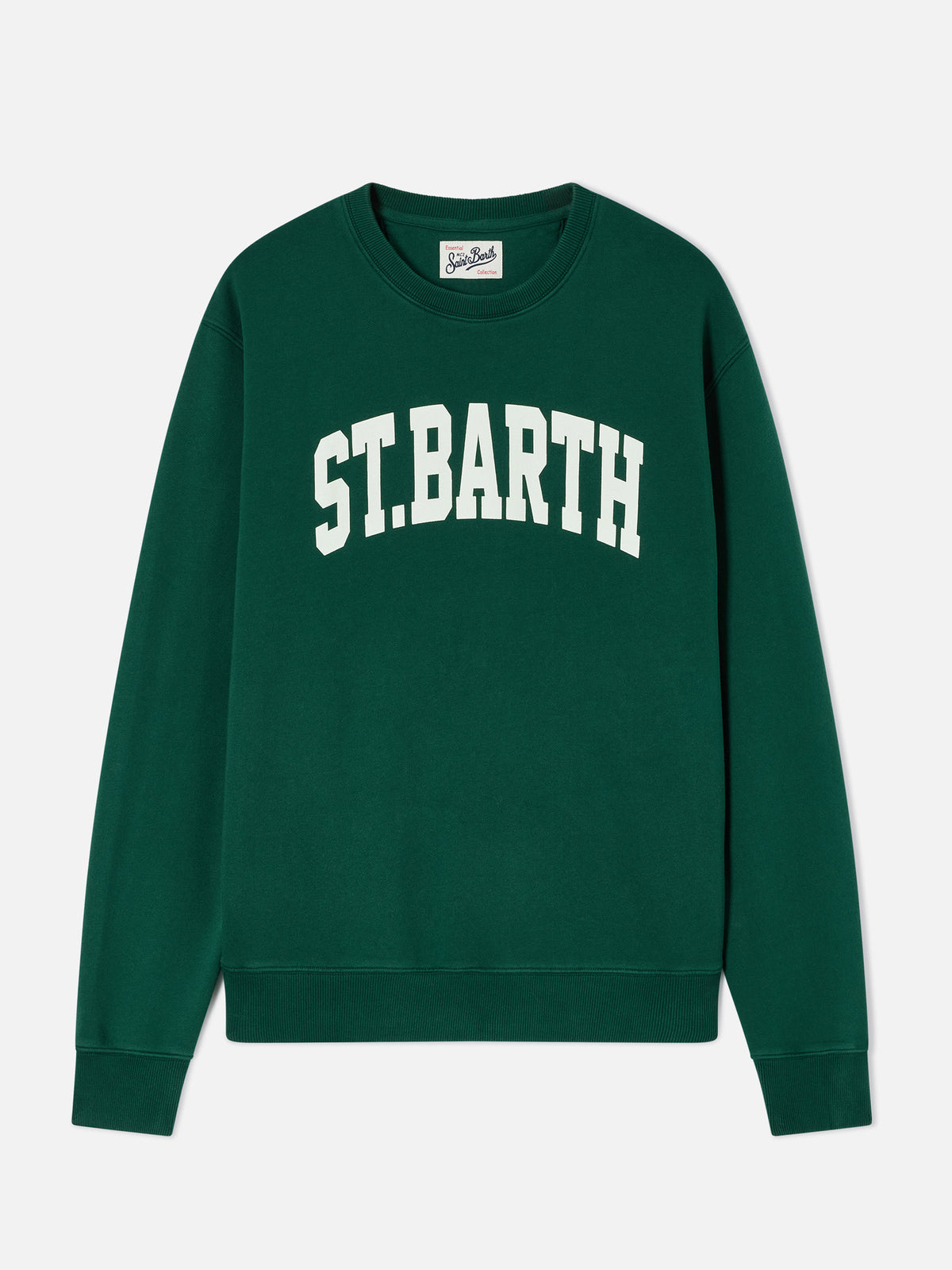 Felpa Soho verde in cotone con stampa St. Barth