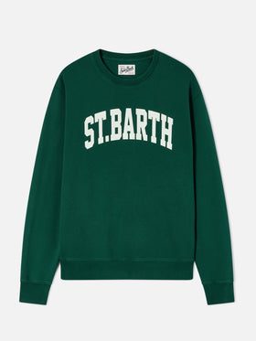 Felpa Soho verde in cotone con stampa St. Barth