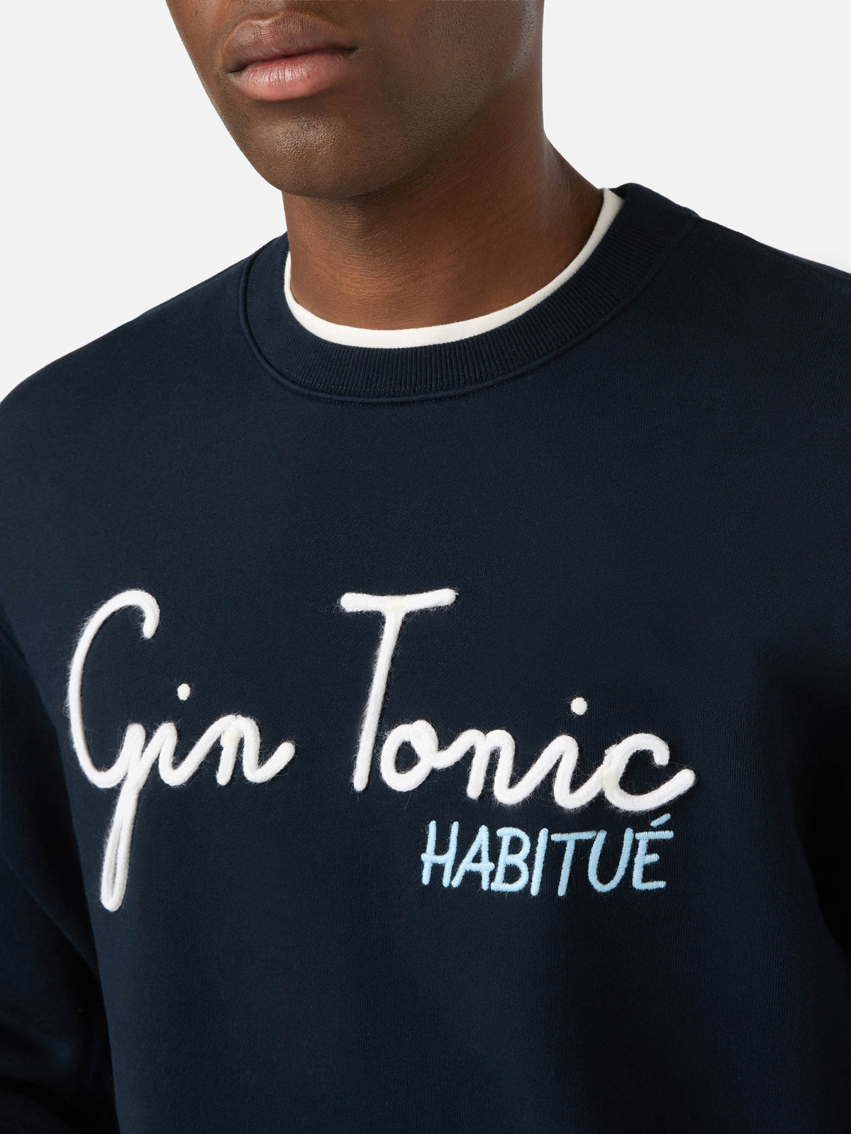 Sweat-shirt Soho en coton Navy blue avec broderie Gin Tonic Habitué 