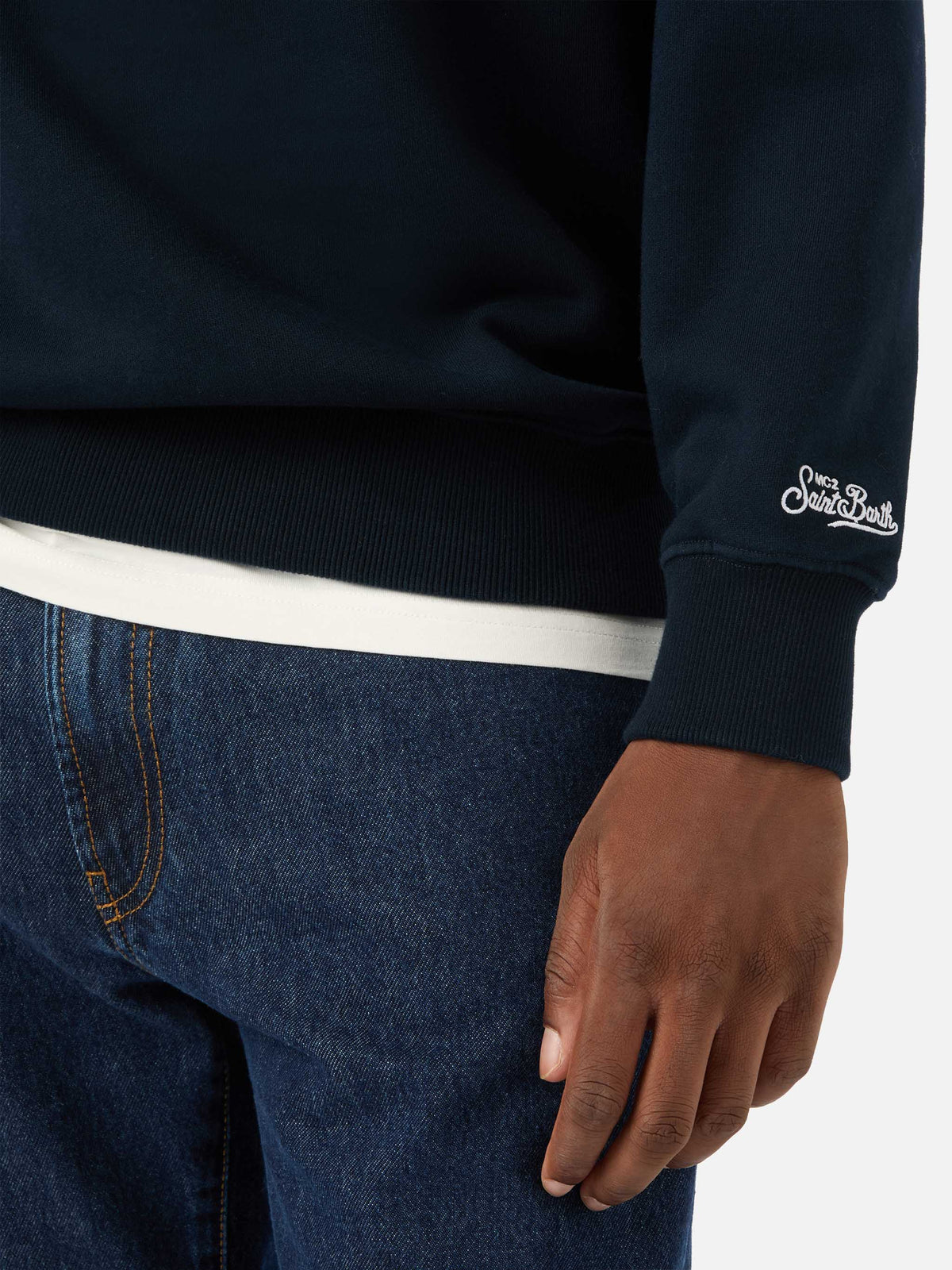 Sweat-shirt Soho en coton Navy blue avec broderie Gin Tonic Habitué 
