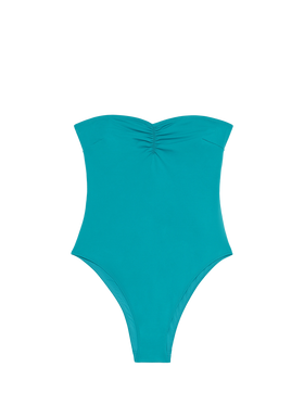 Women teal green strapless one piece swimsuit Soleil - MC2 Saint Barth