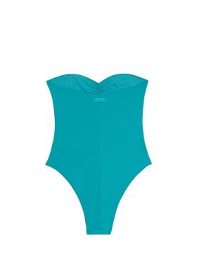 Women teal green strapless one piece swimsuit Soleil - MC2 Saint Barth