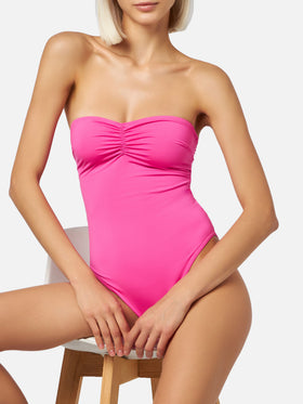 Soleil fuchsia strapless one-piece swimsuit