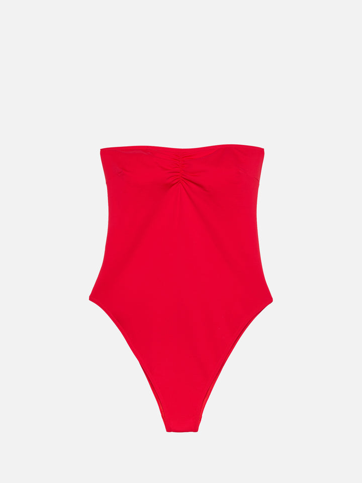 Roter trägerloser Badeanzug Soleil