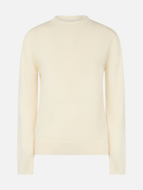 Woman white crewneck cashmere blend sweater Sorbonne - MC2 Saint Barth