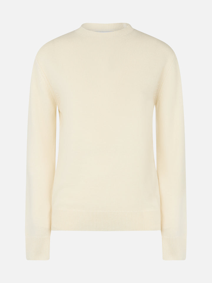 Woman white crewneck cashmere blend sweater Sorbonne - MC2 Saint Barth