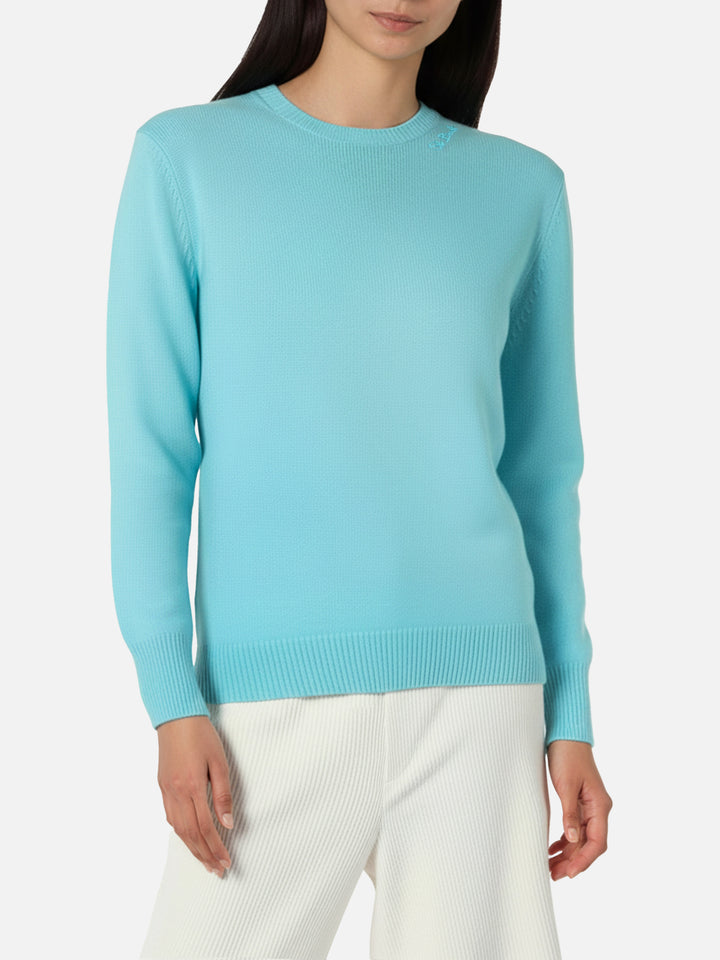 Wassergrüner Pullover aus Kaschmirmischung für Damen Sorbonne