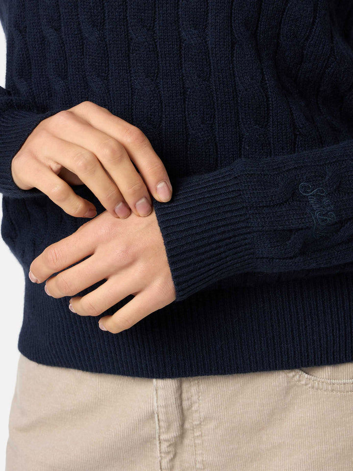 Maglione da donna blu navy in misto cashmere Sorbonne