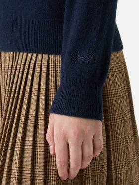 Maglione Sorbonne in 100% CASHMERE blu notte