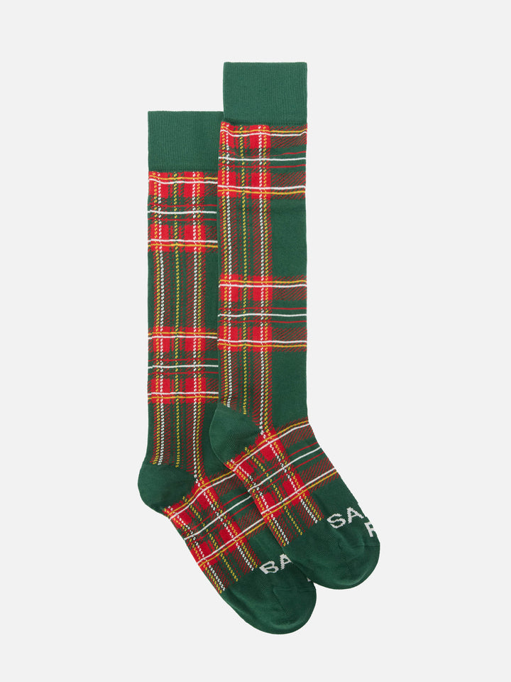 Sox socks in cotton blend with green tartan jacquard
