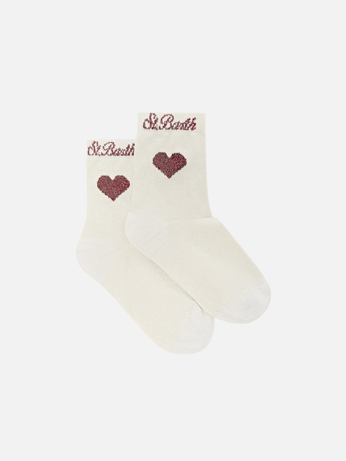 Off-white-Lurex-Socken mit Herzmotiv 