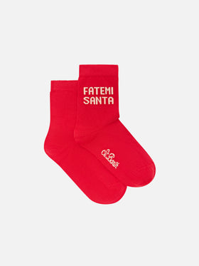 Chaussettes rouges avec inscription Fatemi Santa 
