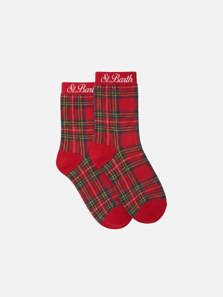 Sox W red tartan socks