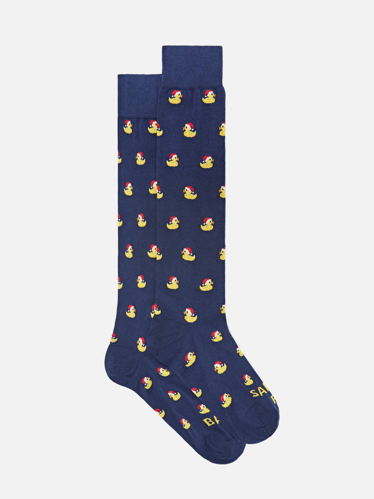 Navy blue socks with Santa Claus ducks jacquard