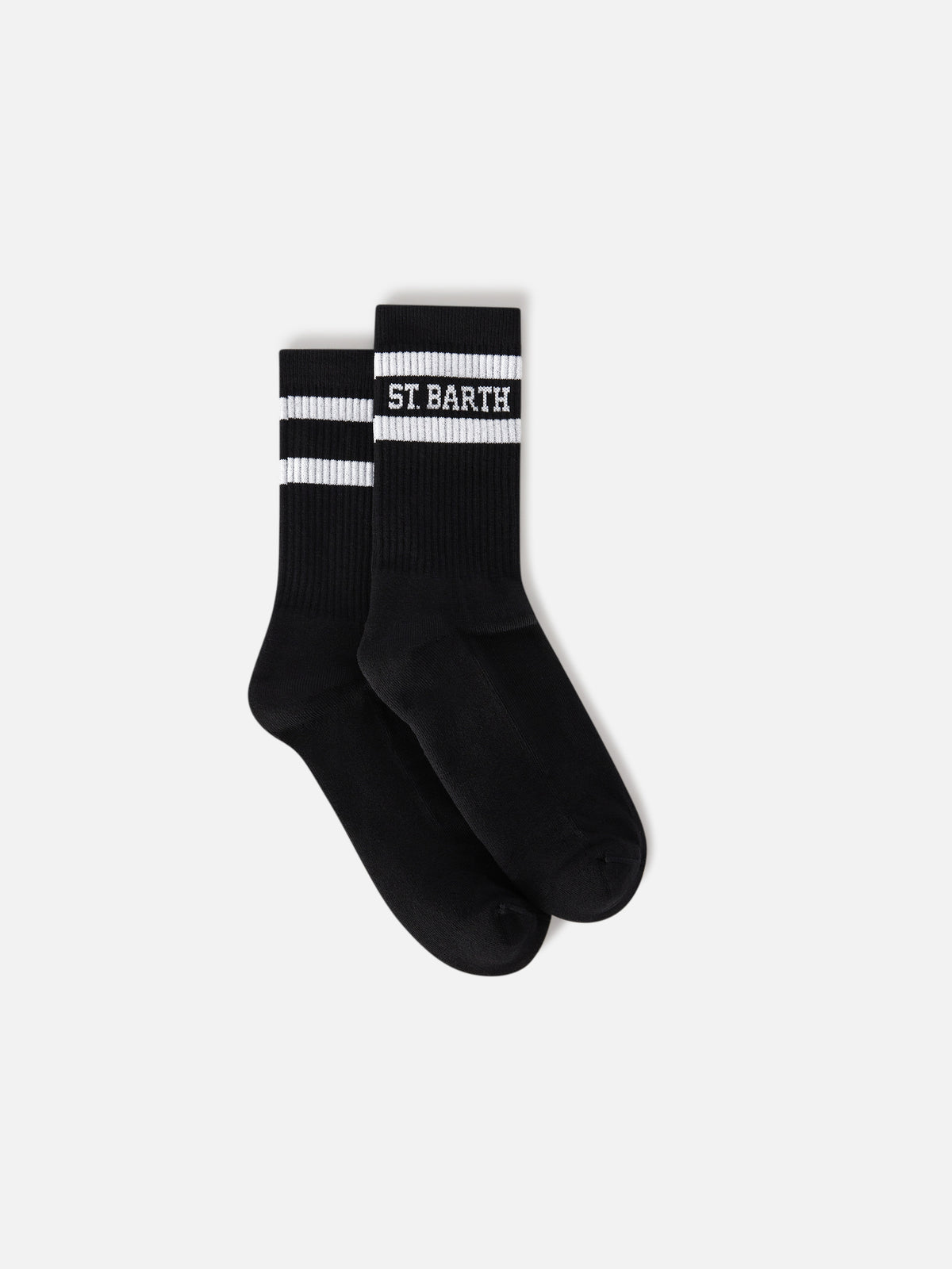 Calcetines deportivos de algodón negro con lettering St. Barth 