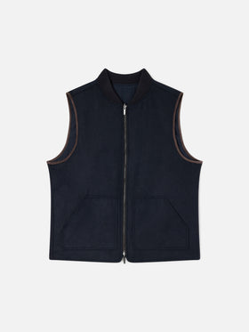 Gilet Spencer blu navy reversibile in misto lana