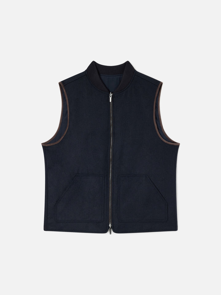 Gilet réversible Spencer en mélange de laine Navy blue 