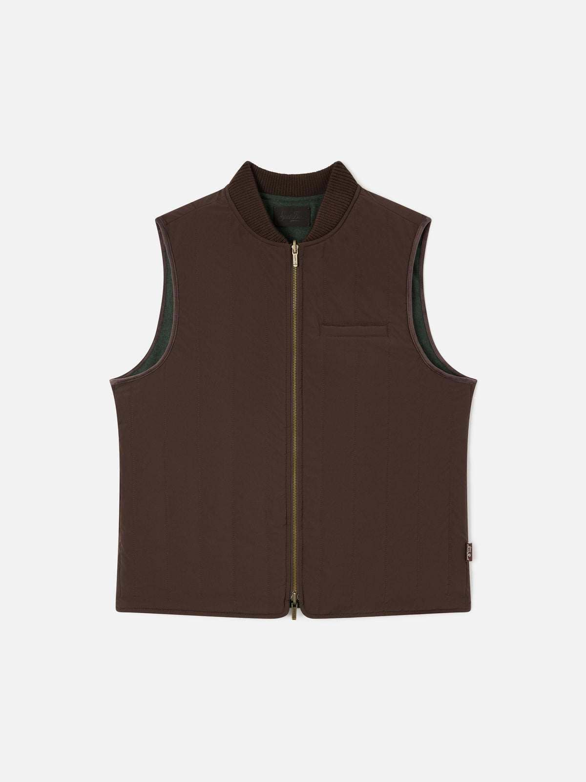 Gilet réversible Spencer en mélange de laine vert militaire 