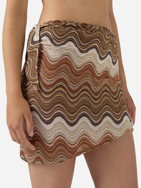 Pareo short Sery en tissu raschel dégradé marron 