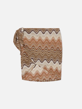 Pareo short Sery en tissu raschel dégradé marron 