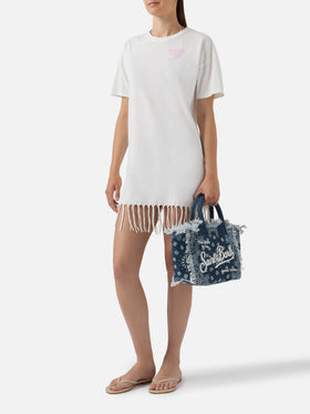 Vestido Midi Sereia en blanco con estampado St. Barth Cocktail Party 