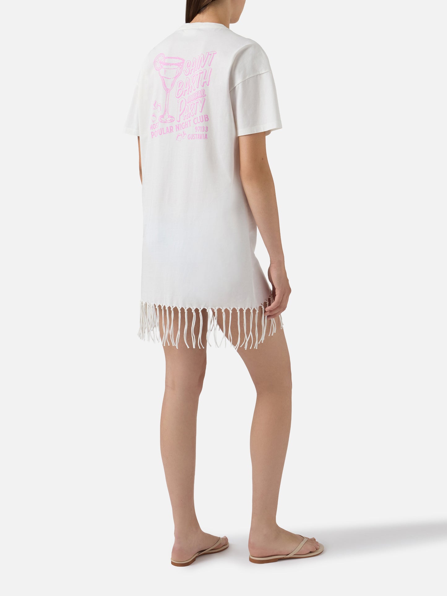Vestido Midi Sereia en blanco con estampado St. Barth Cocktail Party 