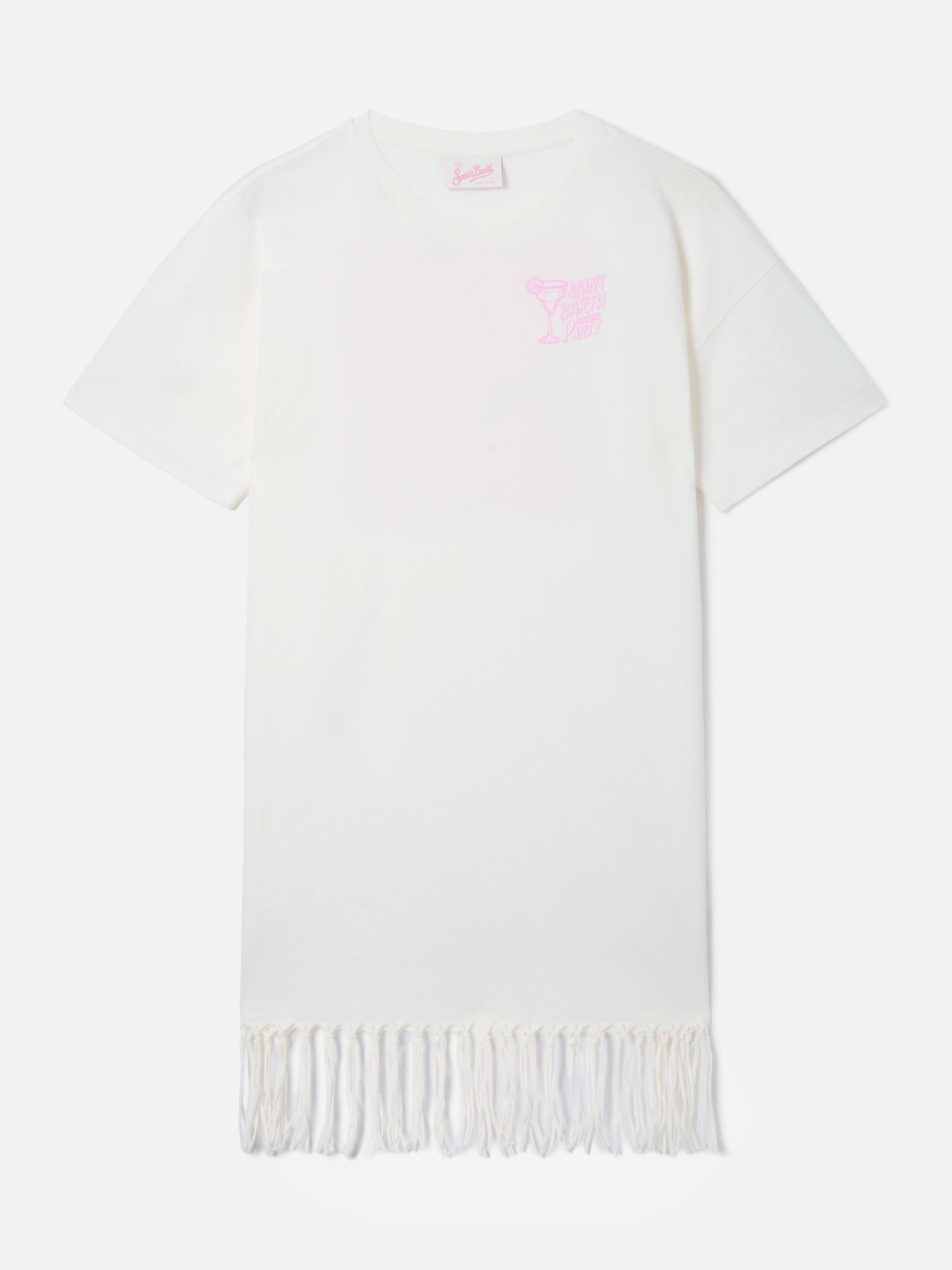 Vestido Midi Sereia en blanco con estampado St. Barth Cocktail Party 