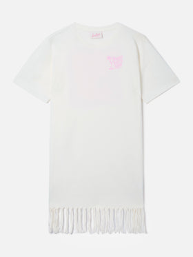 Vestido Midi Sereia en blanco con estampado St. Barth Cocktail Party 