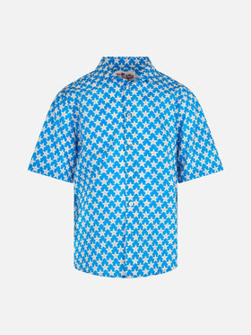 Blue Boy muslin cotton shirt Sharouk with seastar print - MC2 Saint Barth