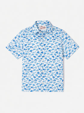 Camicia Sharouk bianca con stampa squali
