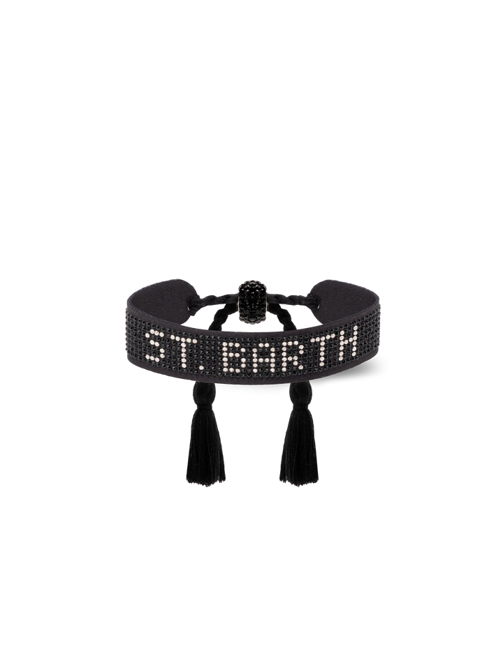 Black rhinestones bracelet with St. Barth lettering - MC2 Saint Barth