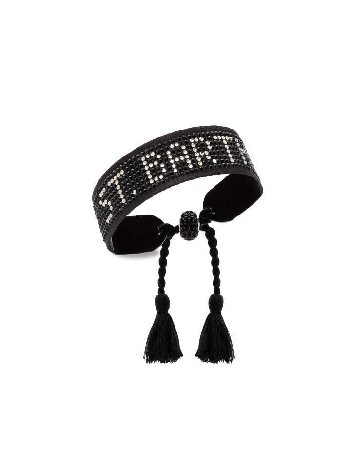 Black rhinestones bracelet with St. Barth lettering - MC2 Saint Barth