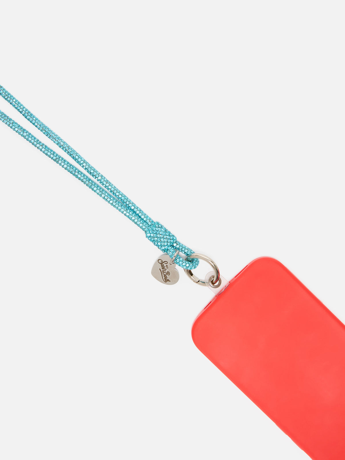 Correa para teléfono Light blue Strass Charm con logotipo charm 