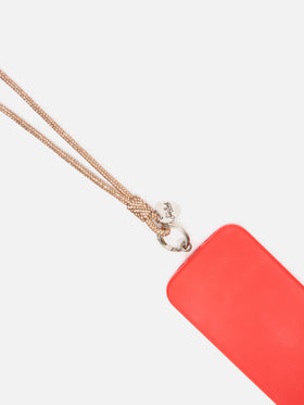Beige Strass Charm phone strap with logo charm
