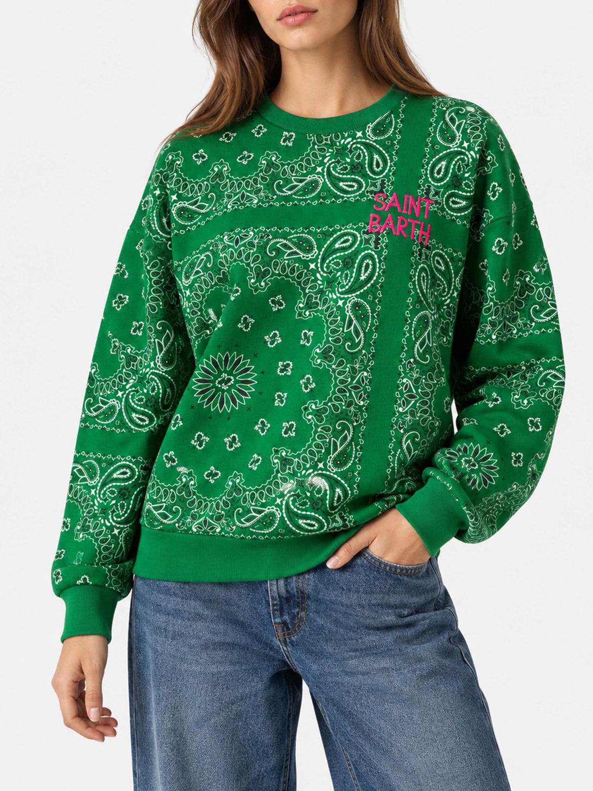 Green Stardust sweatshirt with bandana print