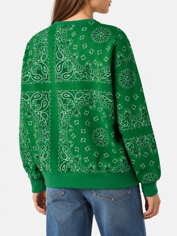 Grünes Baumwoll-Sweatshirt Green Stardust mit Bandana-Print 