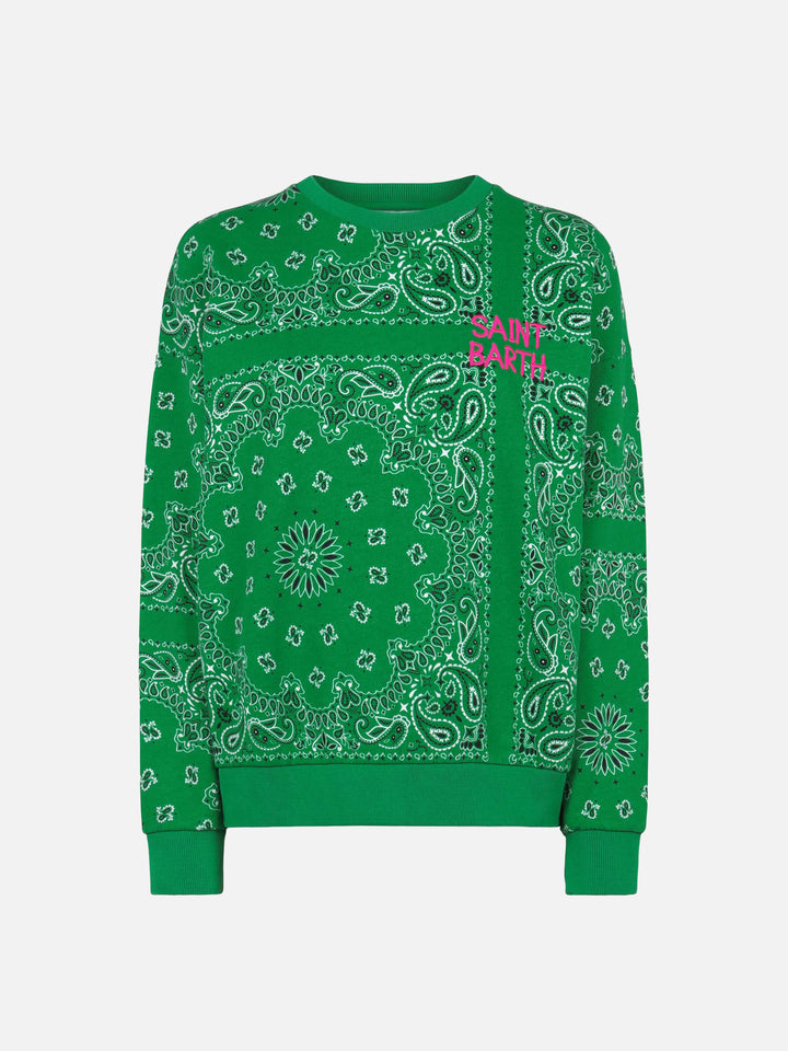 Green Stardust cotton sweatshirt with bandana print