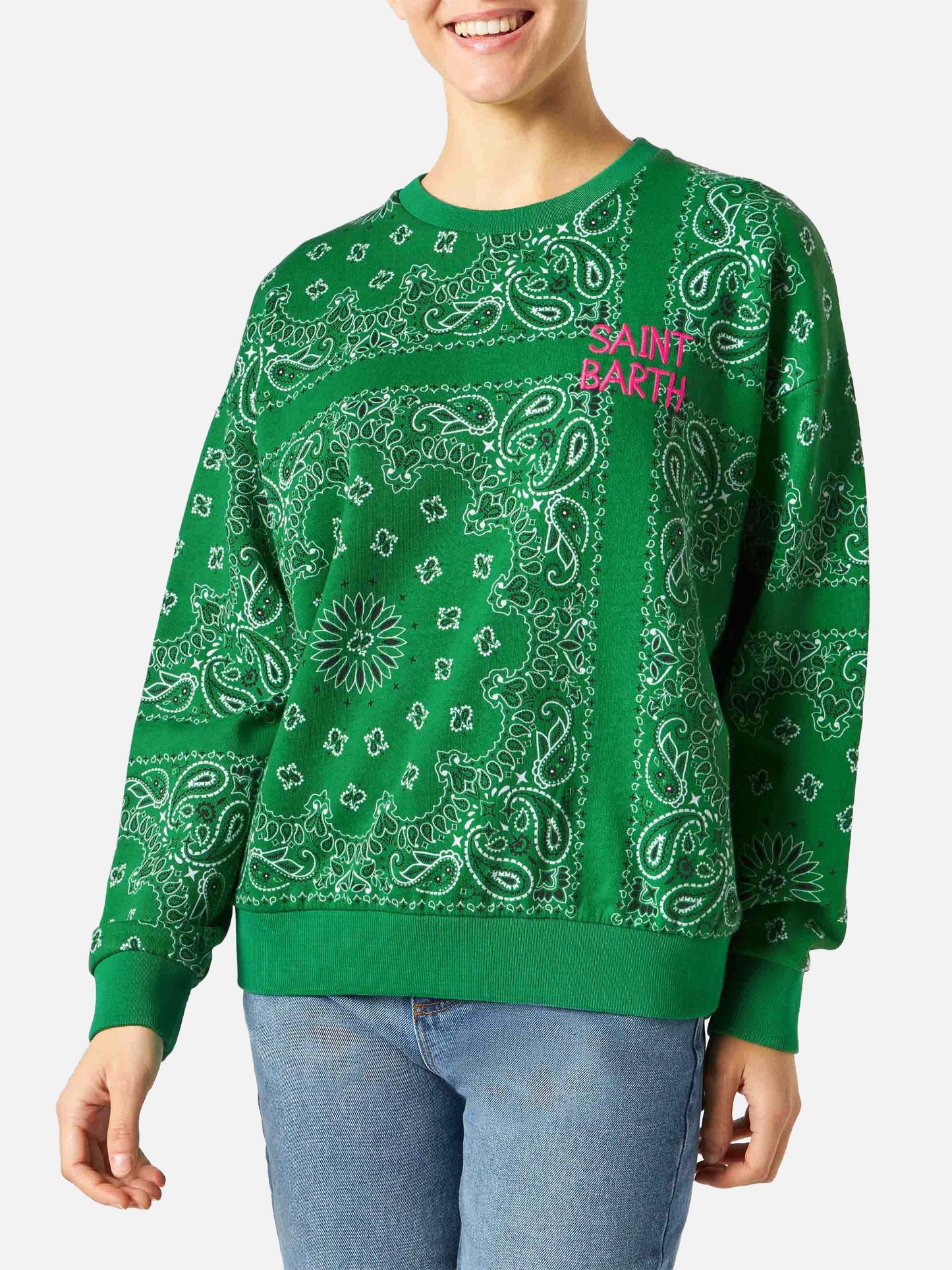 Sudadera de algodón Green Stardust con estampado bandana 