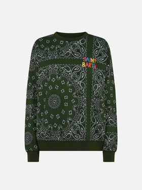 Stardust green bandana print cotton sweatshirt