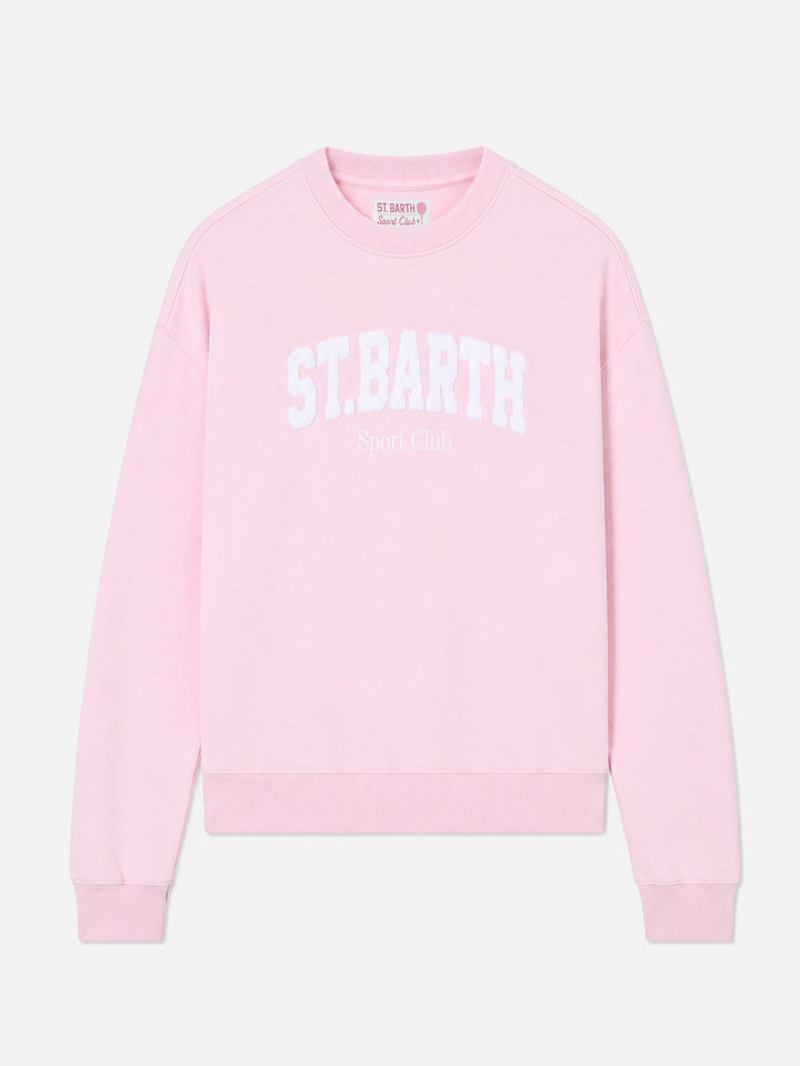Pink Stardust sweatshirt with raised terry-effect logo and Sport Club embroidery