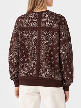 Braunes Baumwoll-Sweatshirt Stardust mit Bandana-Print 