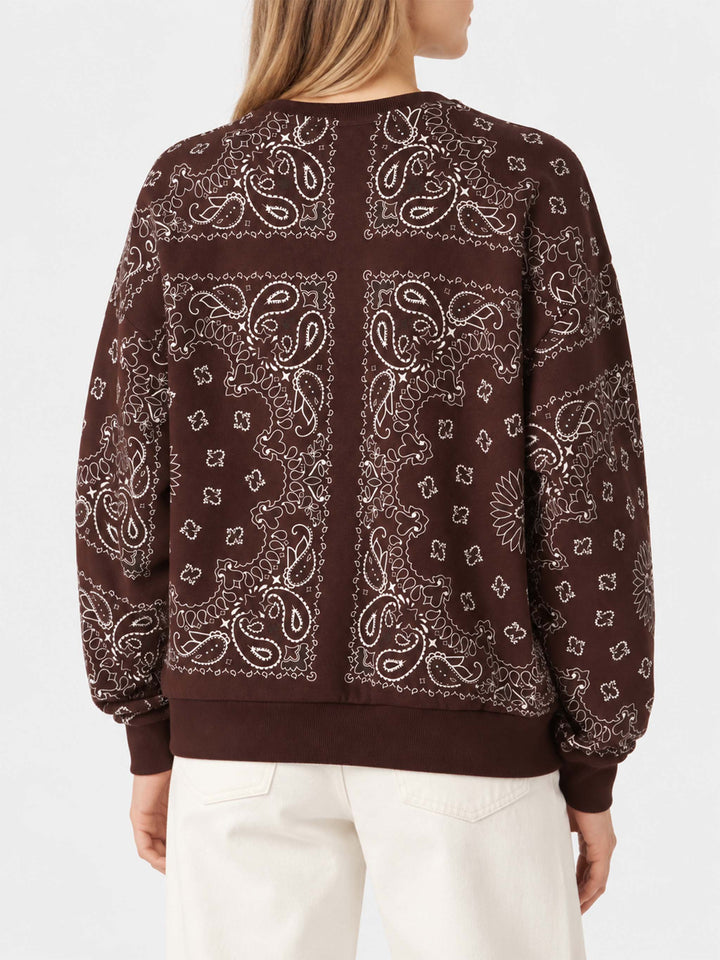 Braunes Baumwoll-Sweatshirt Stardust mit Bandana-Print 