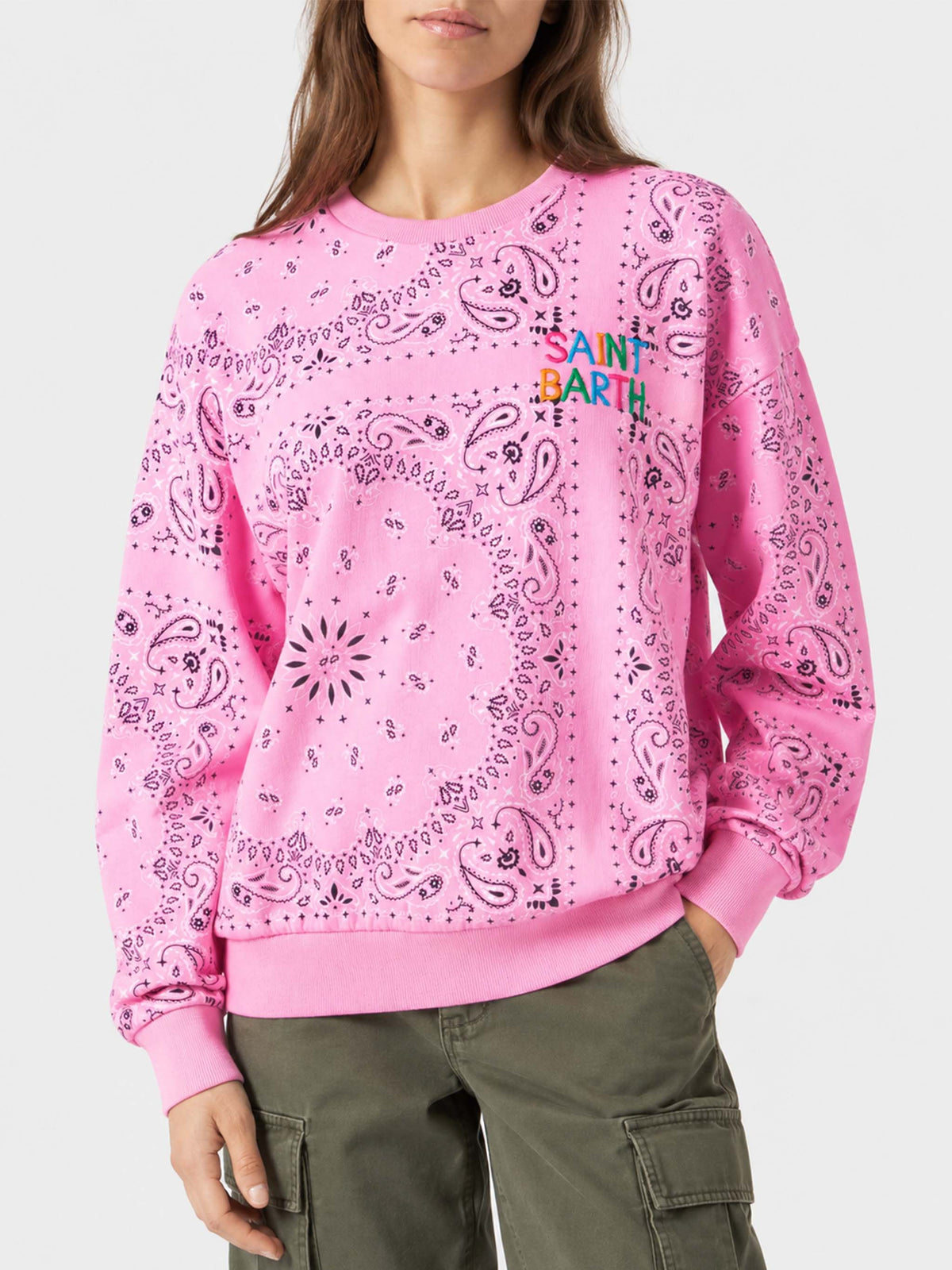 Pink Stardust sweatshirt with bandana print