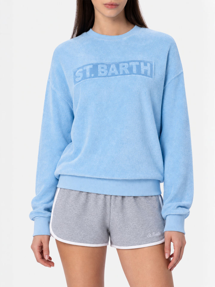 Sudadera Stardust de mujer en rizo de algodón azul claro 