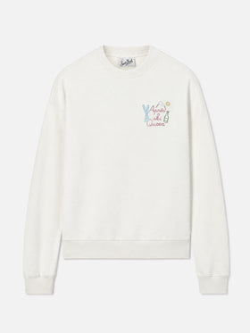 Sweat-shirt Stardust en coton blanc avec application de strass Après Ski Queen 